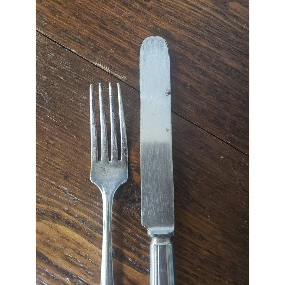 HB Co Silver Plate Youth Fork + blunt‎ Knife kids flatware vintage